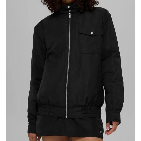 Alo Yoga Work It Bomber In Black Large NWT - Picture 1 of 9